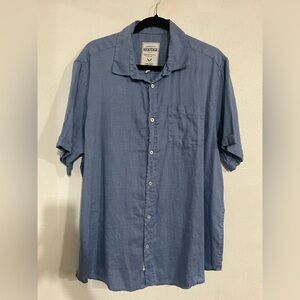 Heritage report collection, 100% linen XL button down shirt, blue